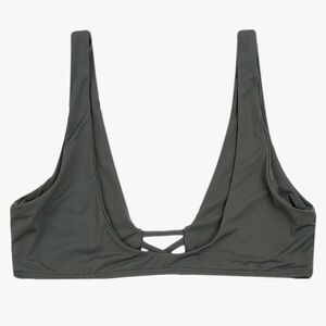 ❤️… Dippin Daisys Olive Green Scoop Seamless Pullover Crisscross Bikini Top